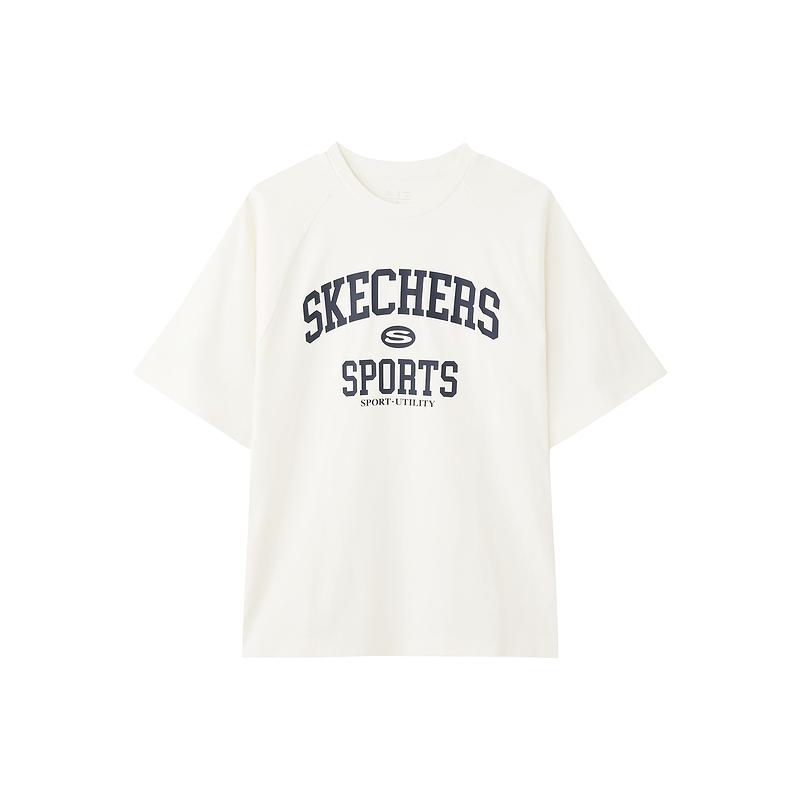 Skechers Sports League Series Logo Letter Print Comfortable Breathable Knitted Round Neck Short Sleeve T-Shirt Men T-Shirts L125M072-0074 XL