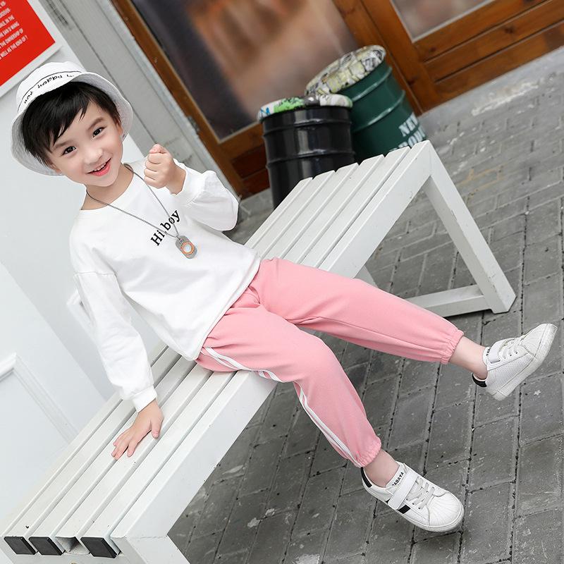Unisex Kids' Double-Sided Fleece Casual Pants with Double Stripes for Fall/Winter