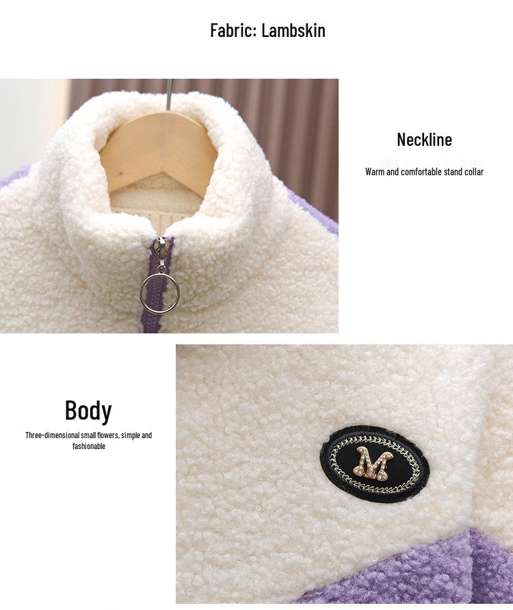 Girls' Fleece-Lined Winter Jacket 2024: Stylish, Warm Cotton Top, Trendy Korean-Inspired Sweater