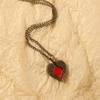 Fashion Long Love Stone Red Crystal Sweater Chain Necklace Jewelry Peach Heart Pendant