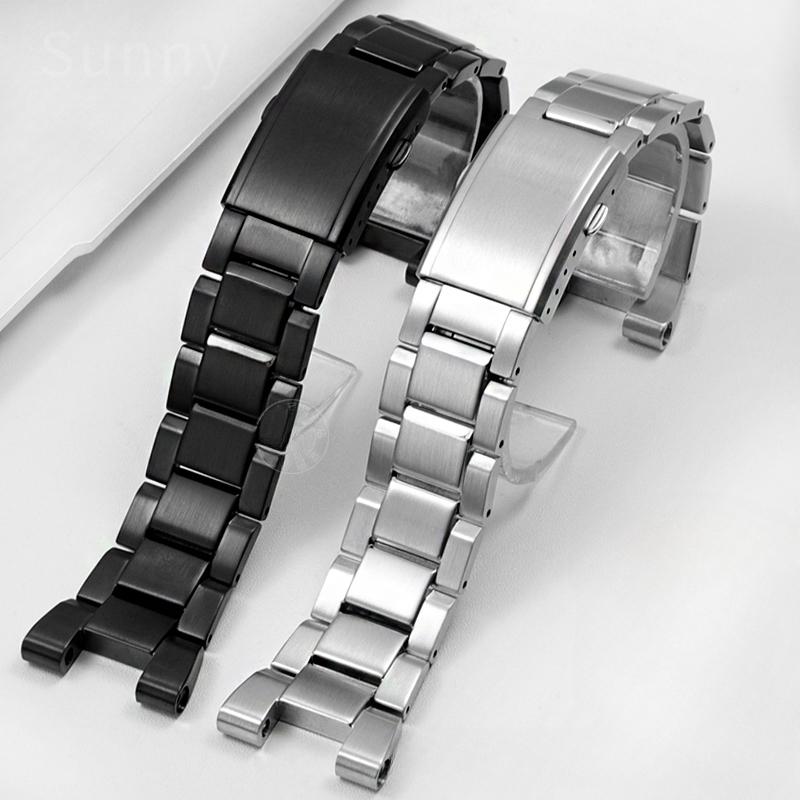 For Casio GST-B100 26x 14mm Concave Interface Fine Steel Double Press Buckle Watch Strap Men 210D/100D/S110d/330/W300 Watchband