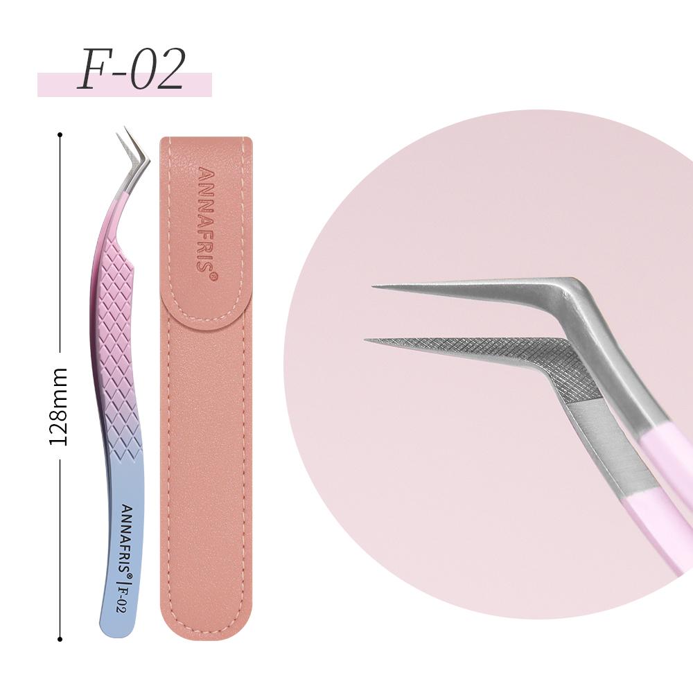 ANNAFRIS Fiber Tip Lash Tweezers Stainless Steel Eyelash Extension Tweezers Precise Fiber Anti-slip Tweezer Makeup Tools