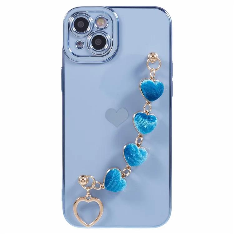 

For iPhone 15 Case Cute Aesthetic TPU Phone Cover with Heart Bracelet Strap