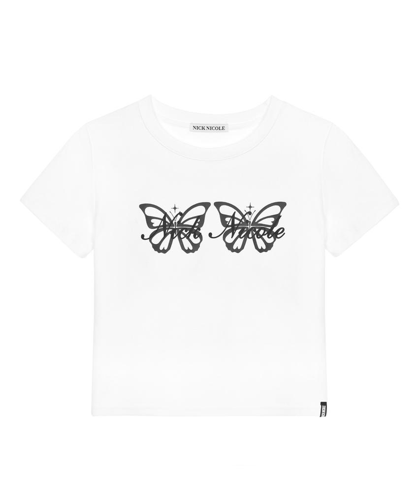 Nigaennikol Butterfly Twins Graphic Top_White