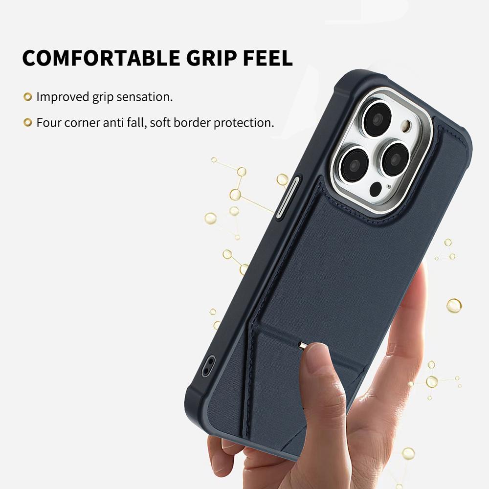 For iPhone 16 Pro Max Case Compatible with MagSafe Kickstand TPU + PU Leather Phone Cover