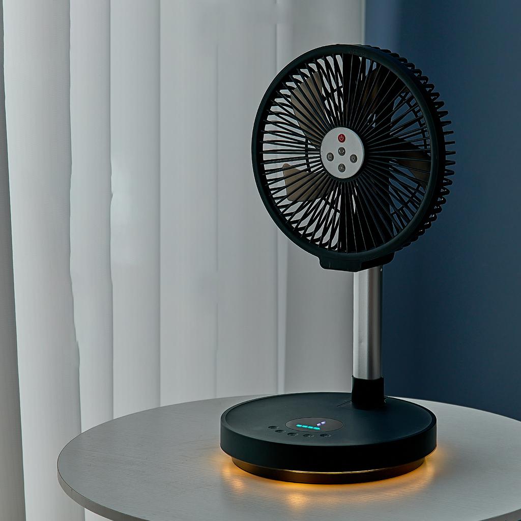 Folding wireless fan with silent timing left right rotation small night light home office outdoor camping 10 inch electric fan