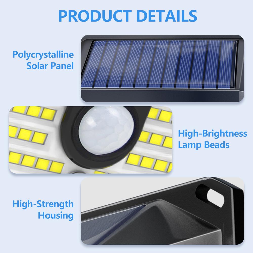 416/178LED Solar Lights Outdoor Waterproof Garden Solar Motion Sense Lights with 300° Angle 3 Modes Patio Yard Deck Fence