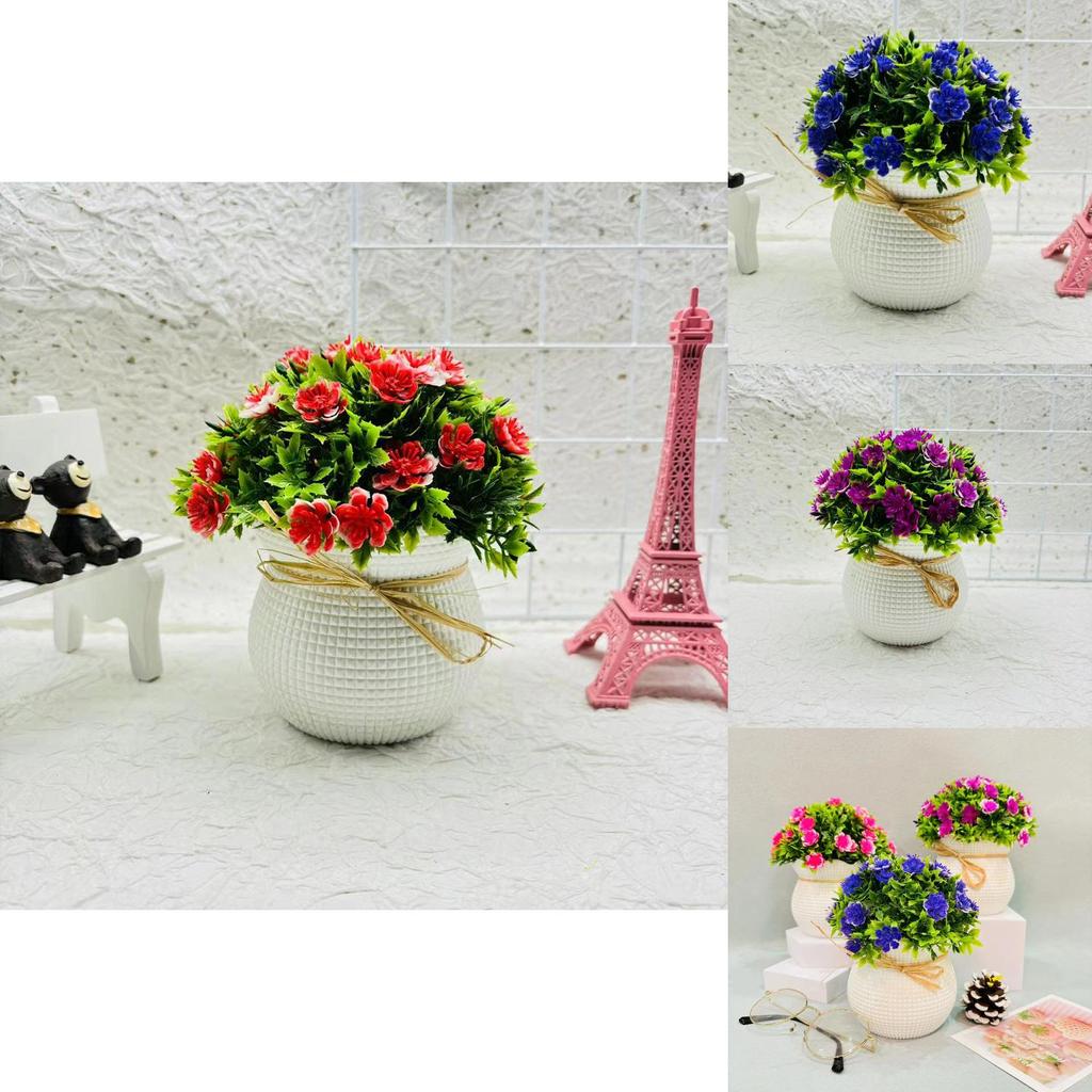 Decorative Fake Chrysanthemum Indicum Hemisphere Potted Plant With Plastic Construction For Indoor Home Office Decoration