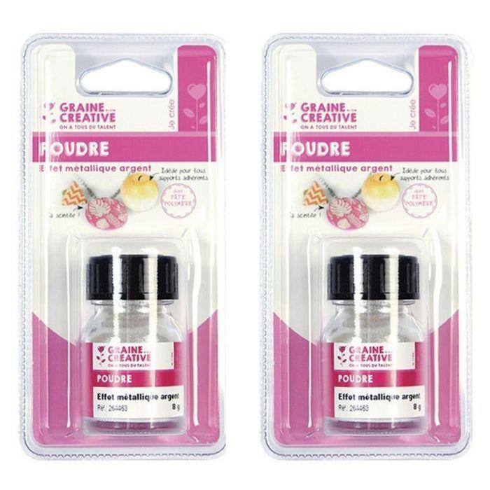 Poudre effet métallique argent pour pâte polymère 16 g