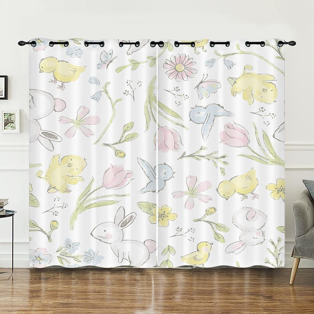 Curtain Animal Illustration Dinosaur Penguin Curtain Digital Printing Blackout Curtain No Punching
