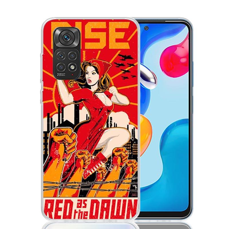 Russia Vintage USSR Communism Phone Case For Xiaomi Redmi Note 15 14 13 12S 12 Pro Plus 11S 11E 11 11T 10S 10 Art Soft Pattern C