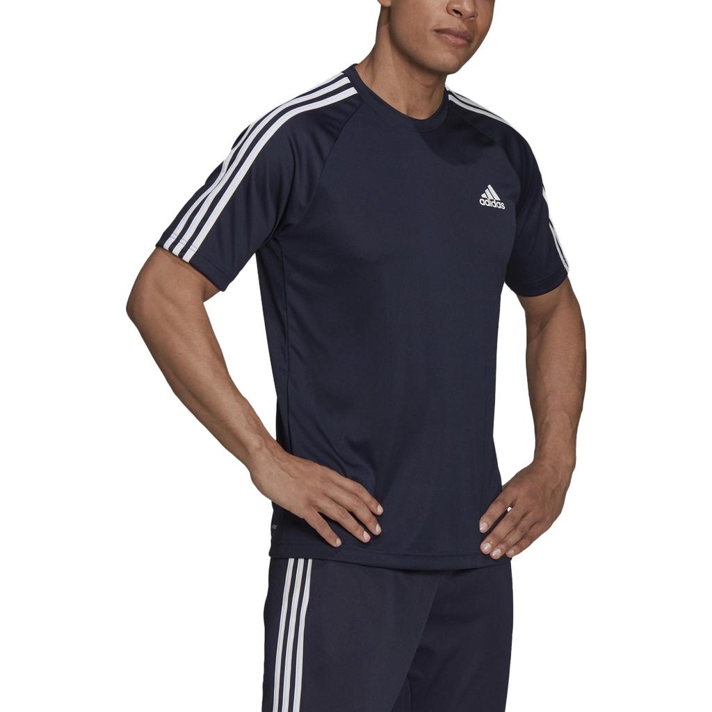 adidas T Shirts Men's Blue Crew Neck Moderate Straight Fit H28899