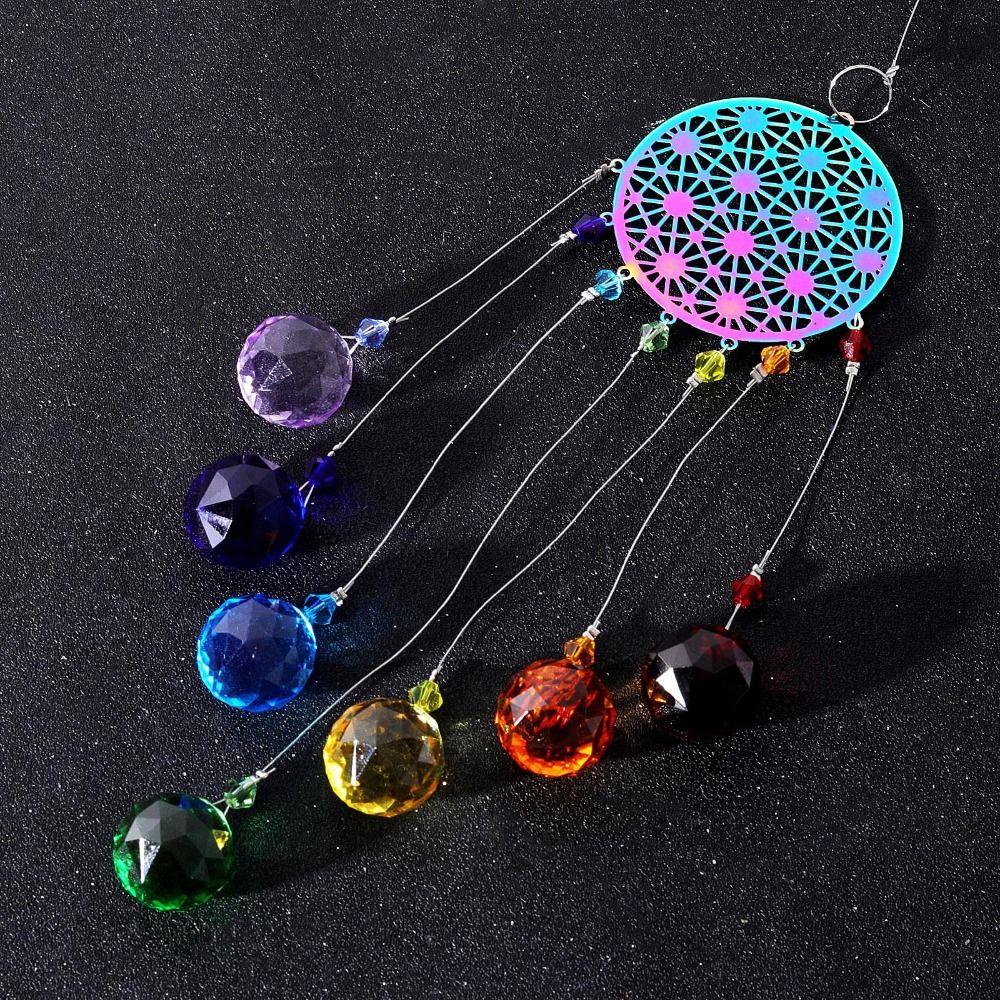Hanging Crystal Wind Chime Pendant DIY Crafts Rainbow Catcher  Window Garden Ornaments
