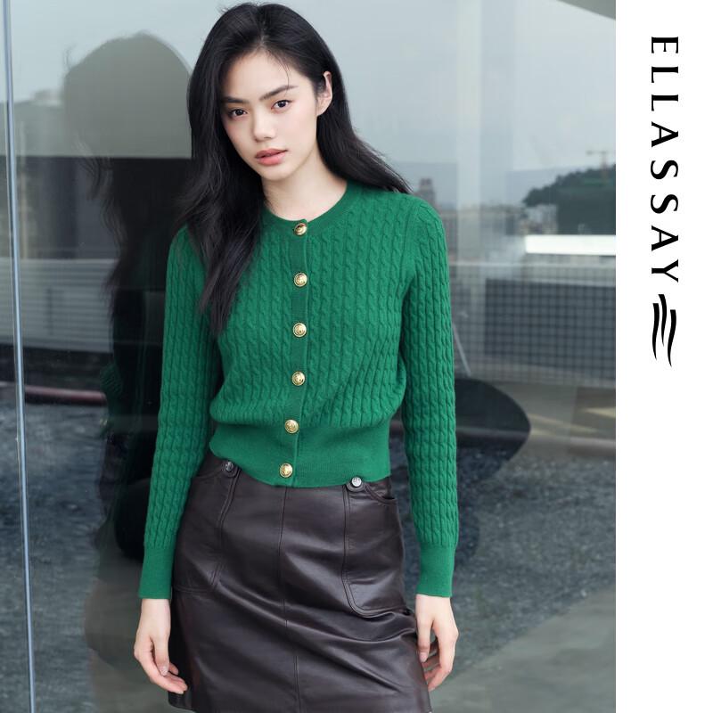 ELLASSAY Women's Round Neck Knit Cardigan