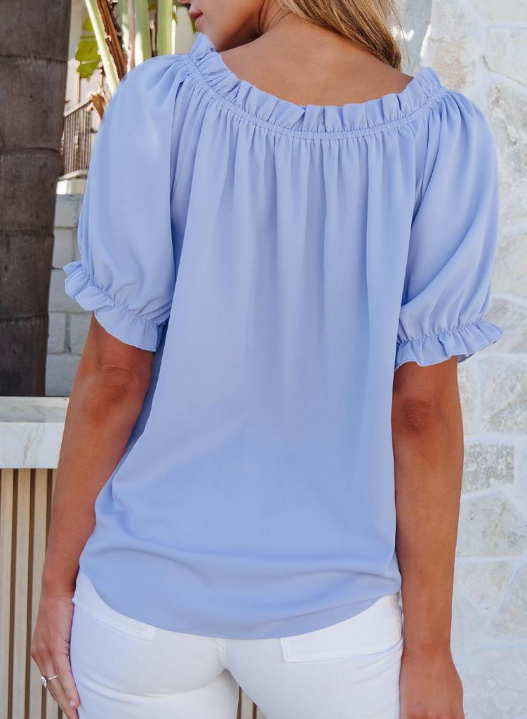 Camicia Bardot con Volant - Nuovi Arrivi Primavera/Estate 2026 per Donna - Stile Europeo & Americano
