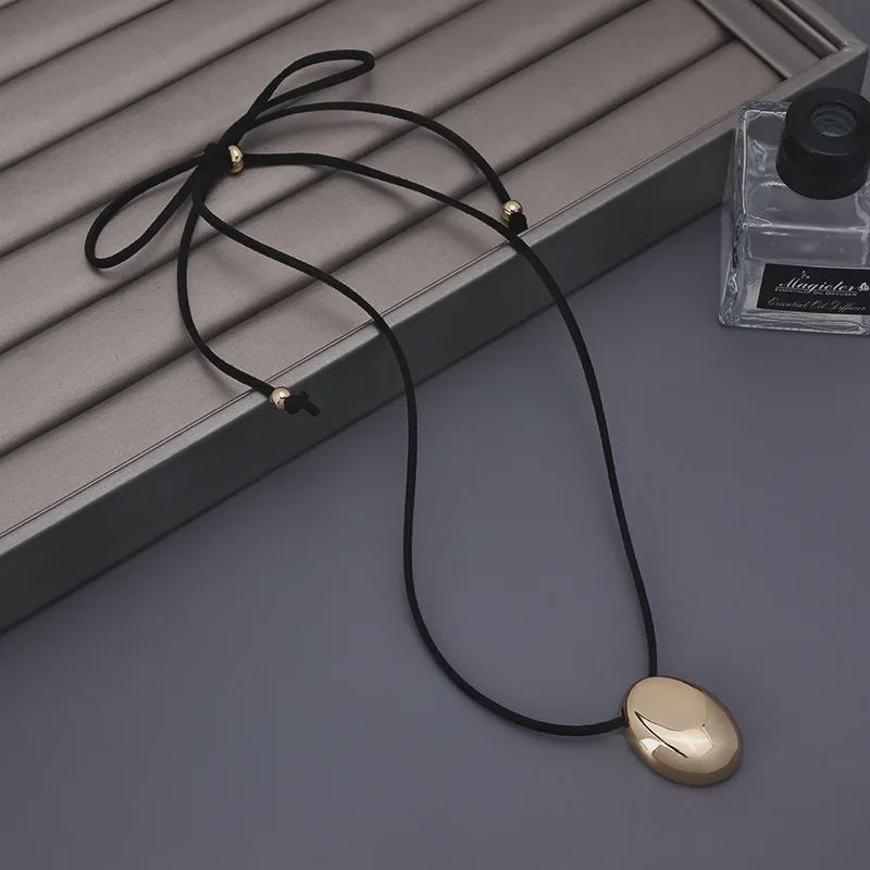 Korean Love Pendant Necklace: Black Rope Sweater Chain, Simple & Trendy