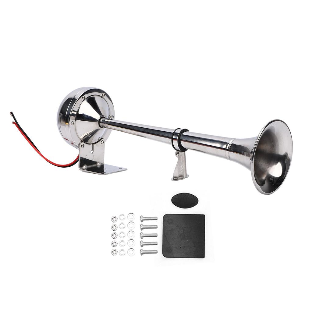 12V Marine Boat Horn 125db Stainless Steel Trumpet Electric Horn for Ship Pickups RV Buses