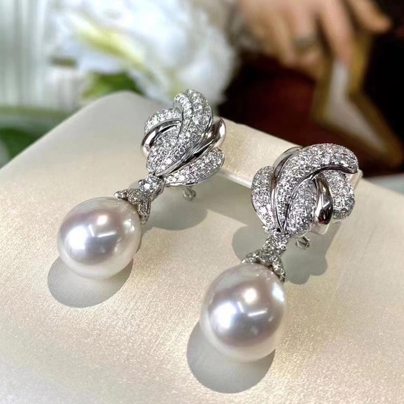 Luxurious 10-11mm Natural Rice Pearls Fashion Drop Earrings 925 Silver Fine Wedding Jewelry for Women