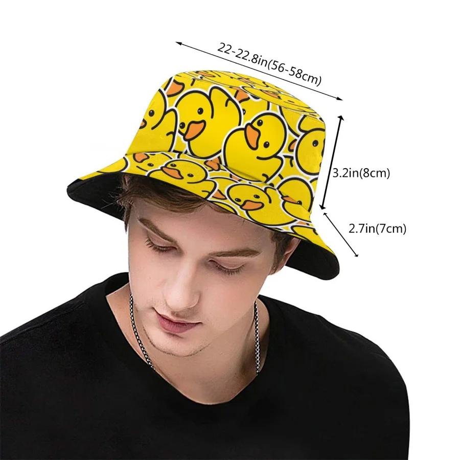 Summer Sun Hat Reversible Yellow Duck Bucket Hat for Men and Women Cotton Bob Panama Girls Beach Travel Outdoor Use Fisherman Hat