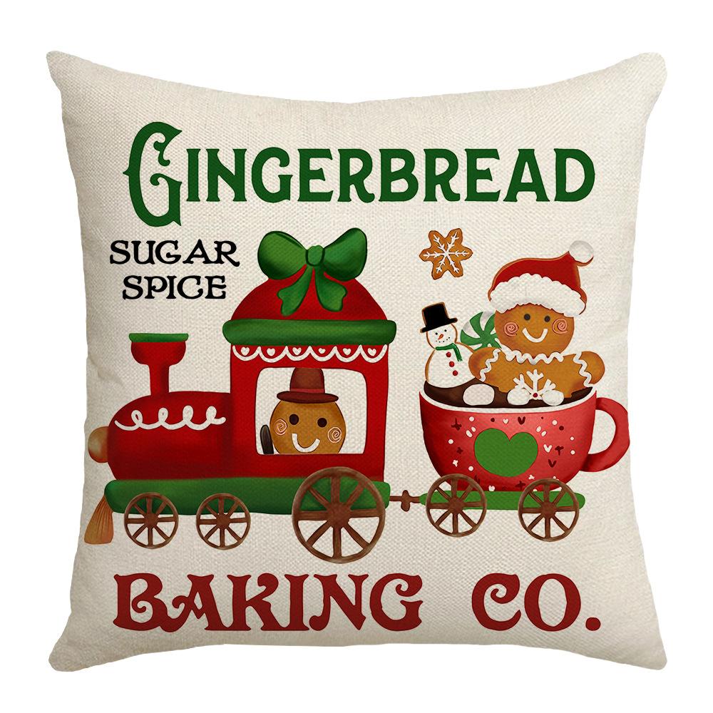 

New Christmas Cushion Sugar Cookie Cartoon Cute Text Home Cushion Pillow Cover 45 * 45Cm (excluding pillow core)