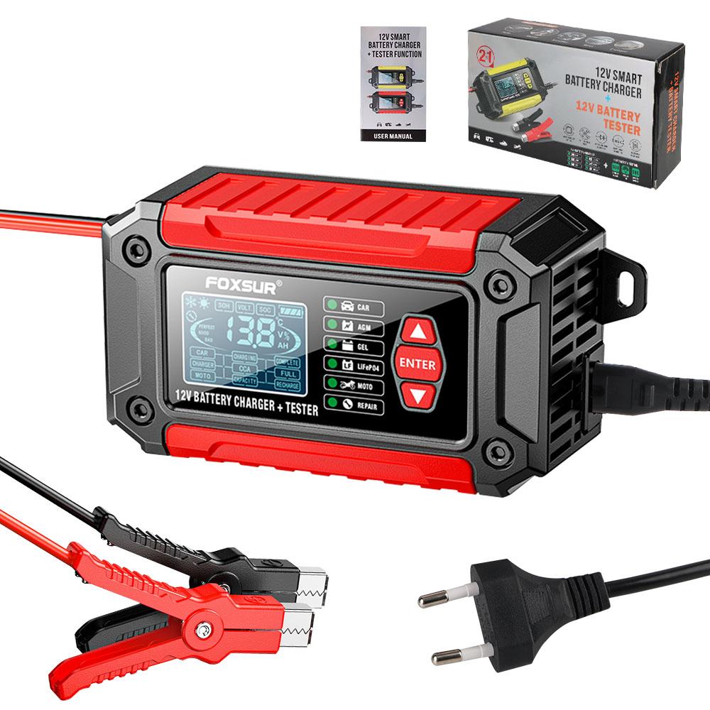 

Для свинцово-кислотных аккумуляторов AMG LifePo4, интеллектуальное обнаружение, вход 100 В/240 В, вилка ЕС, 90 Вт, автомобильные зарядные устройства, 12 В, 6 А, импульсный ремонтный аккумуляторный тестер Red