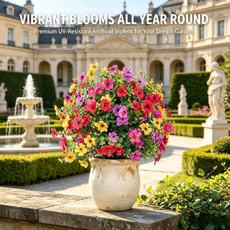 Künstliche Blume, Künstliche Petunien Mit Erdspieß, 18" Outdoor Kunstblumen Für Garten, Hof, Pflanzgefäß Und Veranda