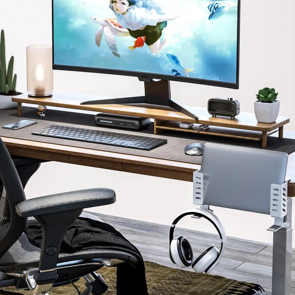 Vixplorn Vertical Laptop Desk Side No Drilling Easy to Adjustable Computer lbs Weight Capacity Stand, Rack, Required, Use, Non-Slip, Spacing,