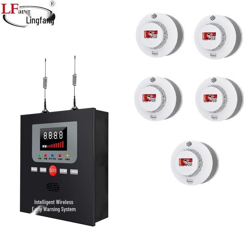 LFang LF-AE79 Wireless Fire Alarm Kit with 5 Smoke Detectors
