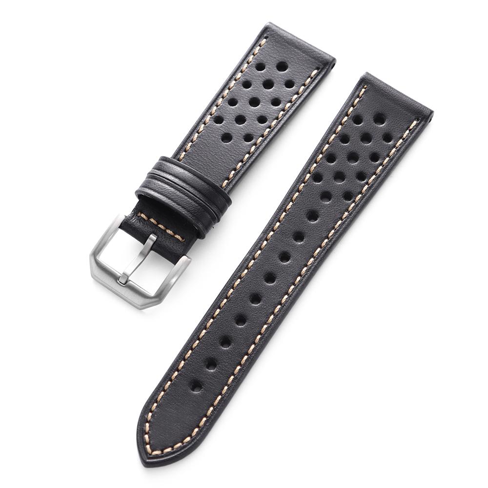 

20mm 22mm Universal Vintage Genuine Cowhide Strap Men Women Calfskin WatchBand Breathable Bracelet Sport Wristbelt Accessories 20mm чорний