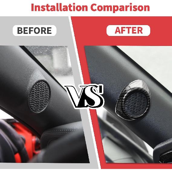 Jimen Compatible with Ford Mustang 2015-2018, 2PCS A-Pillar Speaker Cover Trim Ring (Carbon Fiber)