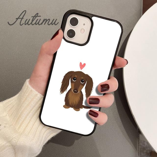 Cartoon Dachshund Sausage Dog Phone Case for iPhone 11 12 13 14 Pro Max Mini X XR XS SE 2020 6 7 8 Plus Galaxy S21 S22 Shell