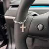 Vintage Alloy Cross Car Interior Hanging Pendant Chain Charm for Steering Wheel Decoration Car Vehicle Accessory