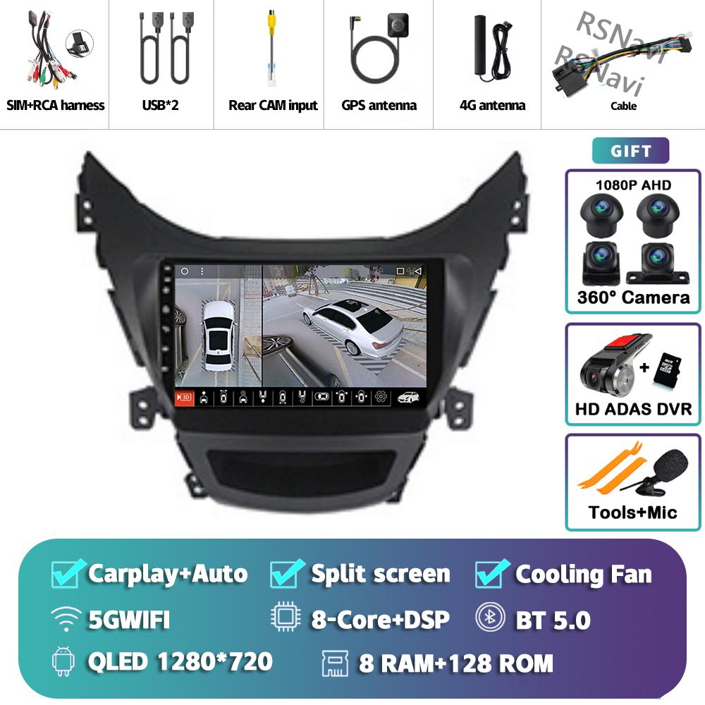 Android 14 Carplay Car Radio For Hyundai Elantra 2012 - 2015 Multimedia Video Player Navigation Stereo Head Unit Auto AI Voice