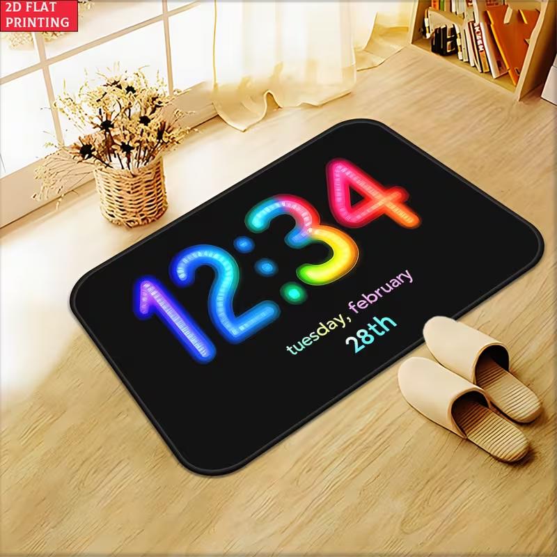 

Graphic Design Modern Anti Slip Clock Bathroom Floor Mat Door Mat Soft Shower Mat Kitchen Living Room Bedside Home Decoration 40cm x 60cm