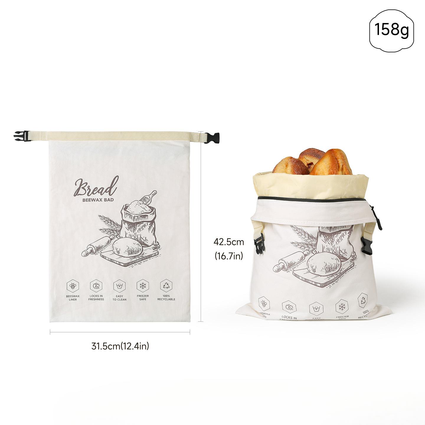 

2-Pack Extra Large Beeswax Reusable Bread Storage Bags with Zipper Seal Eco-Friendly Natural Beeswax Lining to Keep Homemade Bread Fresh for 2PCS белый