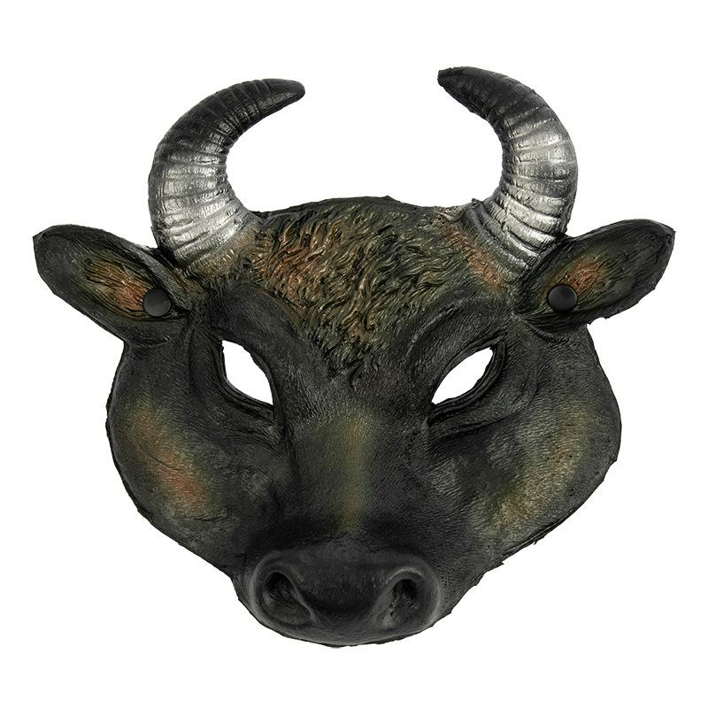Halloween Mask Easter Carnival Party Cosplay Props Half Face PU Foam Realistic Animal Buffalo Bull Head Mask Costume Accessories