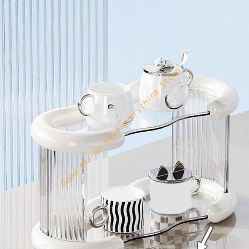 Multiple Tiers Plastic Cup Holder Organizers For Mugs Coffee Cups Space Saving Desktop Storage Rack With Easy Assembly 55KF