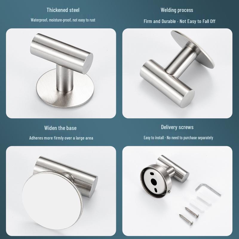 Traceless No-Punch Stainless Steel Over-the-Door Hook for Bedroom, Bathroom, or Wardrobe