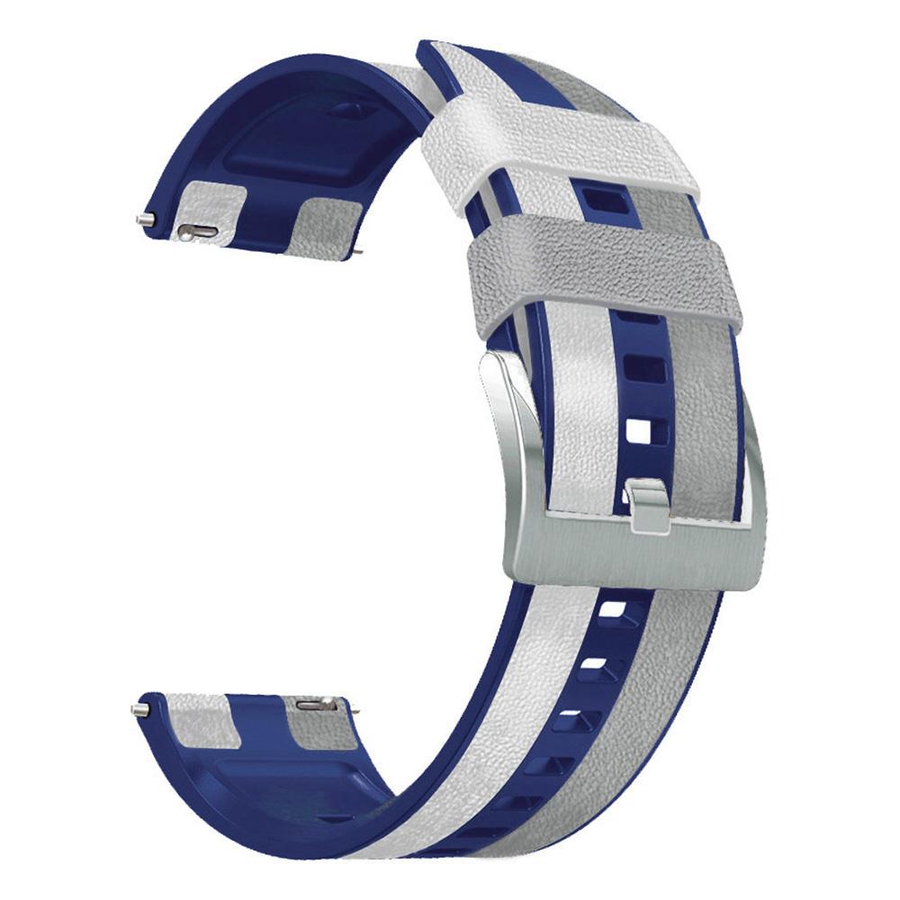 

For Huawei Watch Buds/GT 3 SE/GT 3 Pro Three Color Design Leather Coated Silicone Wrist Band 22mm Replacement Watch Strap Grey/Blue/White
