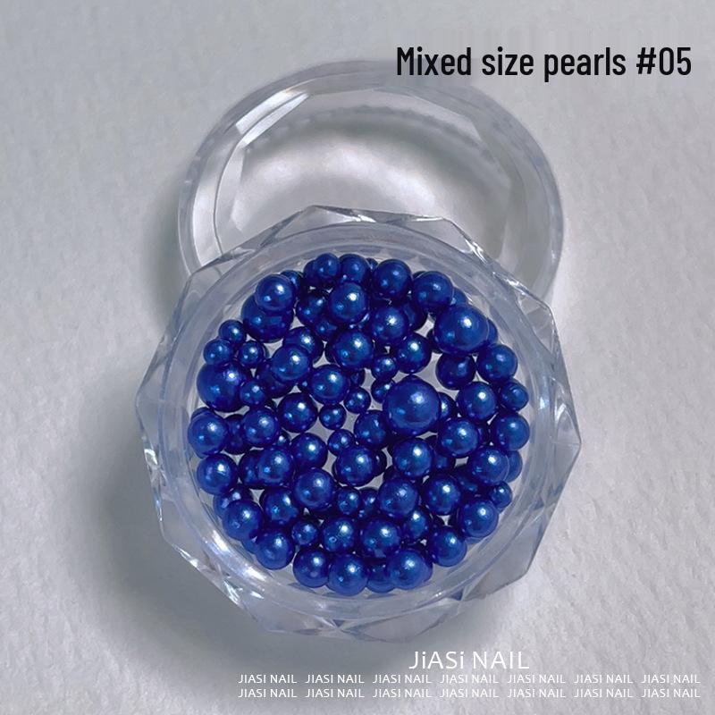 Christmas 12-Grid Mixed Color Pearl Nail Art High-Gloss 3D Beads Decorations