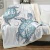 Turtle Blanket Gift Vintage Marine Animal Theme Decorative Flannel Blanket