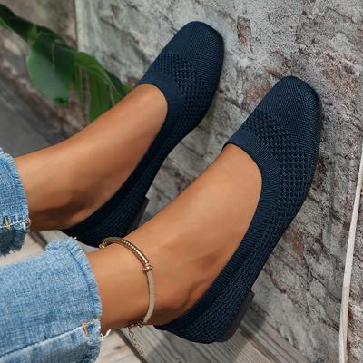 Sapatos Baixos Femininos da Moda Novos Sapatos Tricotados Leves de Primavera Outono Mocassins Confortáveis de Malha Respirável Slip-on Corte Raso Sapatos Baixos