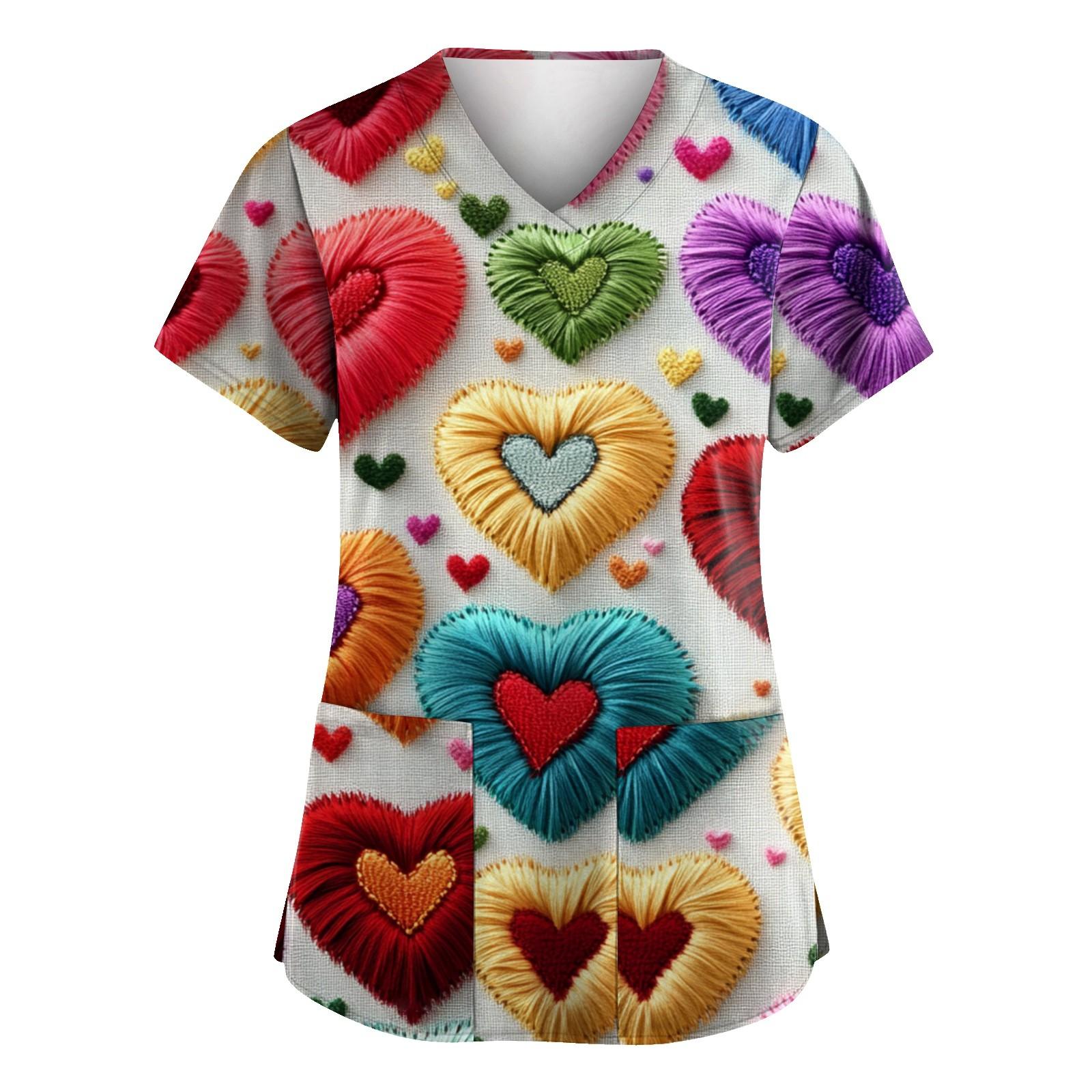 

С Днем святого Валентина, женская мода, V-образный вырез, короткий рукав, рабочая одежда с карманами XL жёлтый