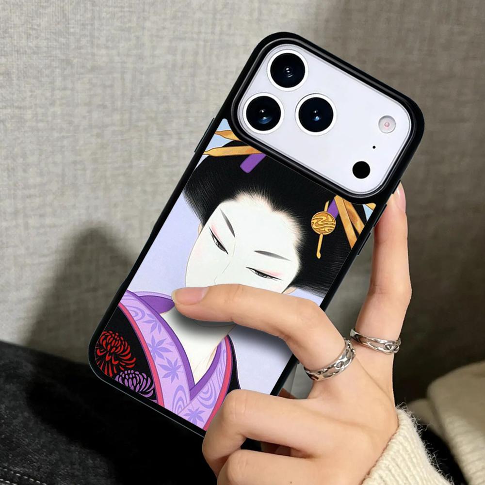 Capa Case for iPhone 17 Air 16 Pro Max 15 Plus 11 13 Mini 14 12 Back Phone Cover Japanese Geisha