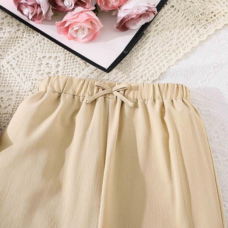 Girls' Fashionable Outfit - Summer Children's Solid-color Camisole Top and Casual Pants Set