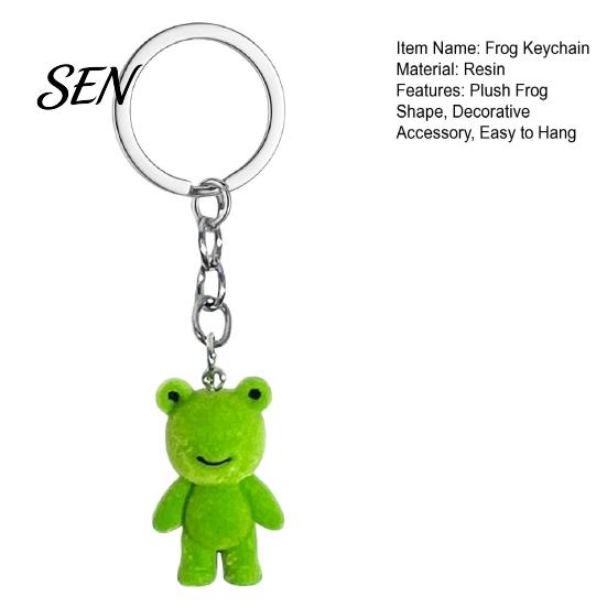 Hanging Frog Keychain Flocked Resin for Backpacks, 3D Plush Decorative Key Animal Ring, Ornament Bag Charm, Gift Lovers Backpacks