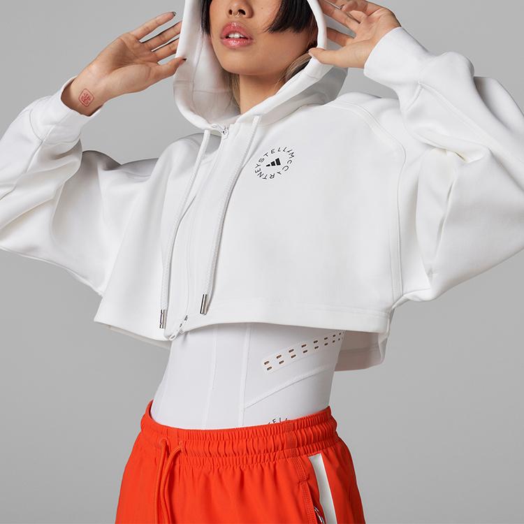Adidas X Stella McCartney Pure Color Logo Mini Hooded Zip-Up Jacket Women Jackets White H59963