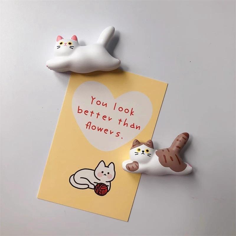3D Cat Refrigerator Magnets Sticker Creative Resin Cartoon Cute Cat Fridge Sticker Fridge Magnets Home Kitchen Decoration Gifts