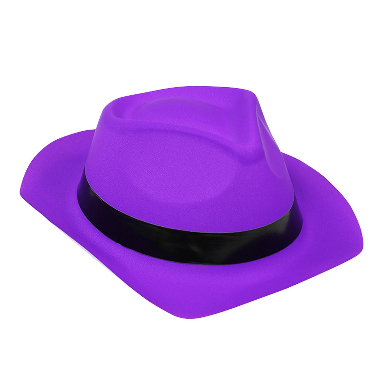 

Solid Homburg Cowboy Hats Plastic Hat Belt for Women Men Photo Props Western for Stage Play Unisex Wear Headwear фіолетовий