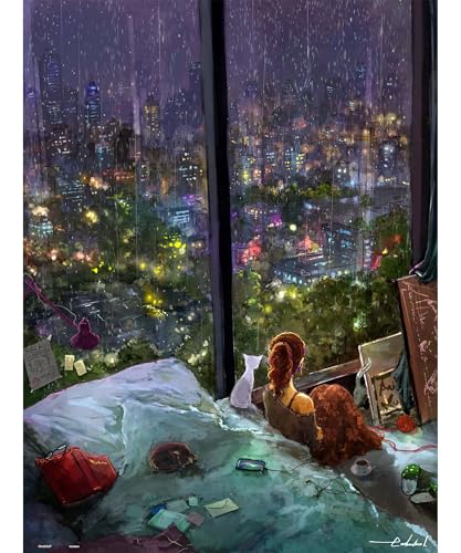 

PieceRelax 1000-Piece Plastic Jigsaw Puzzle endmion1_Rainy Night (48x64cm) - Difficult for Adults, No Broken Pieces, Click-together PieceClicks [U10